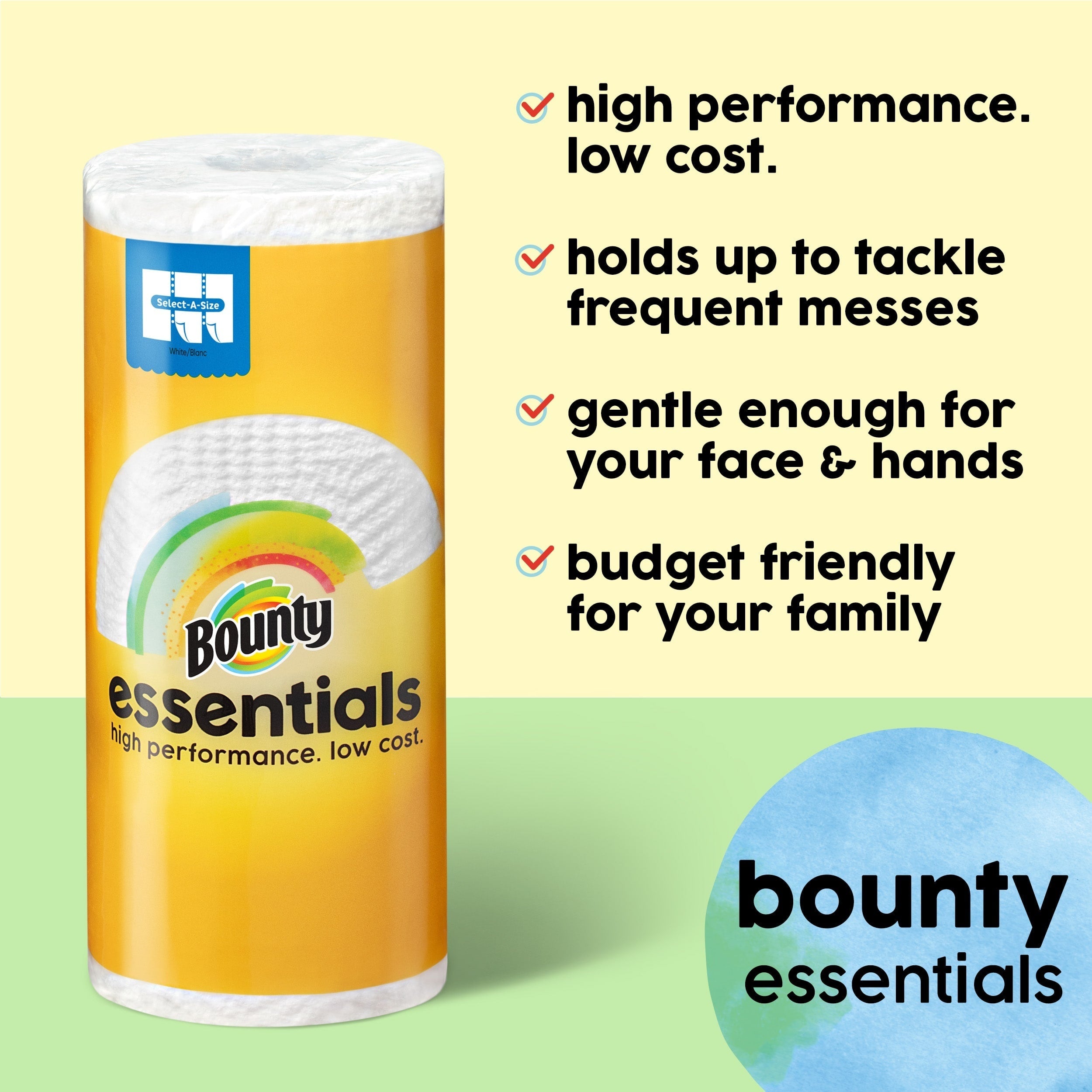 Bounty Essentials Select-A-Size Sheets, Paper Towels, 2-Ply