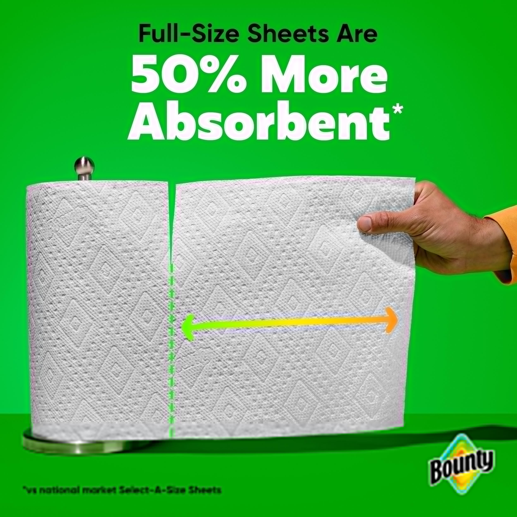Bounty Full Size Sheets, Paper Towels, Larger Sheet Sizes